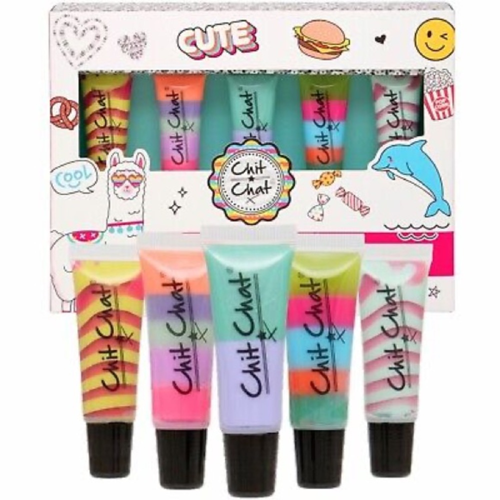 NEW Chit Chat Glossy Rainbow 5 Lip Gloss Gift Set